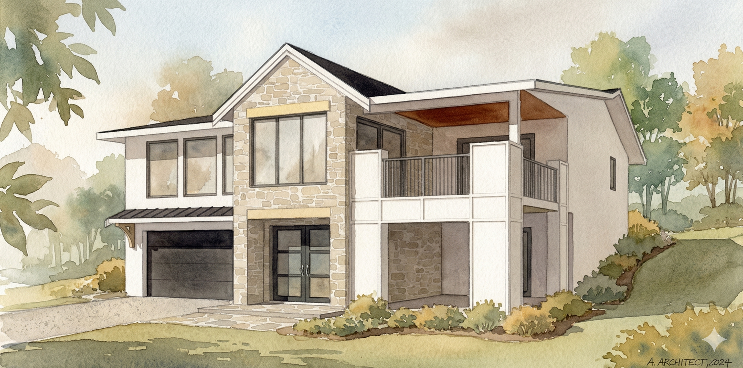 Exterior rendering of Gregory Road Residence in West Kelowna